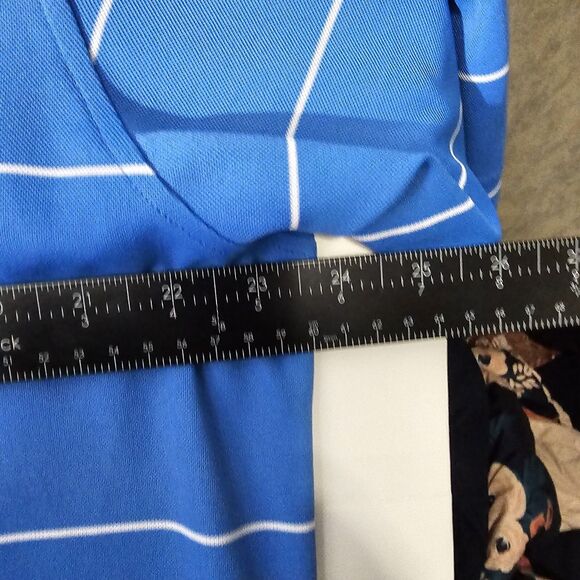 Mens Footjoy XL Polo Golf Shirt Blue Striped MN on Sleeve - Picture 6 of 6